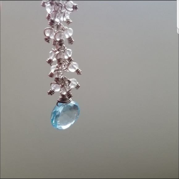 Earrings light blue gemstone dangles - Picture 6 of 7